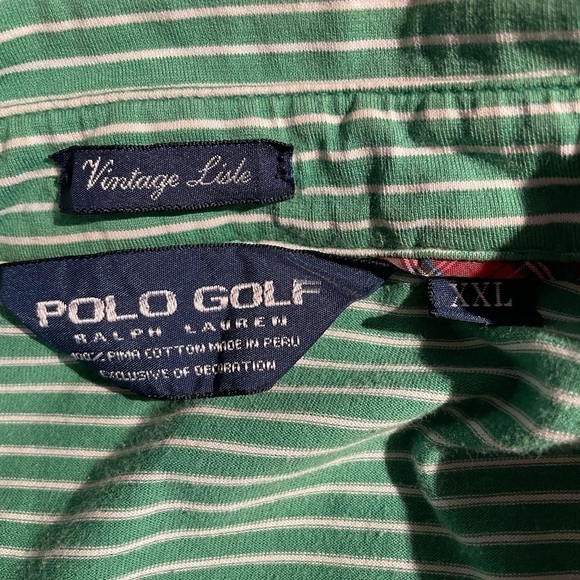 Polo Ralph Lauren golf Pima cotton green white stripe  polo - Picture 8 of 10